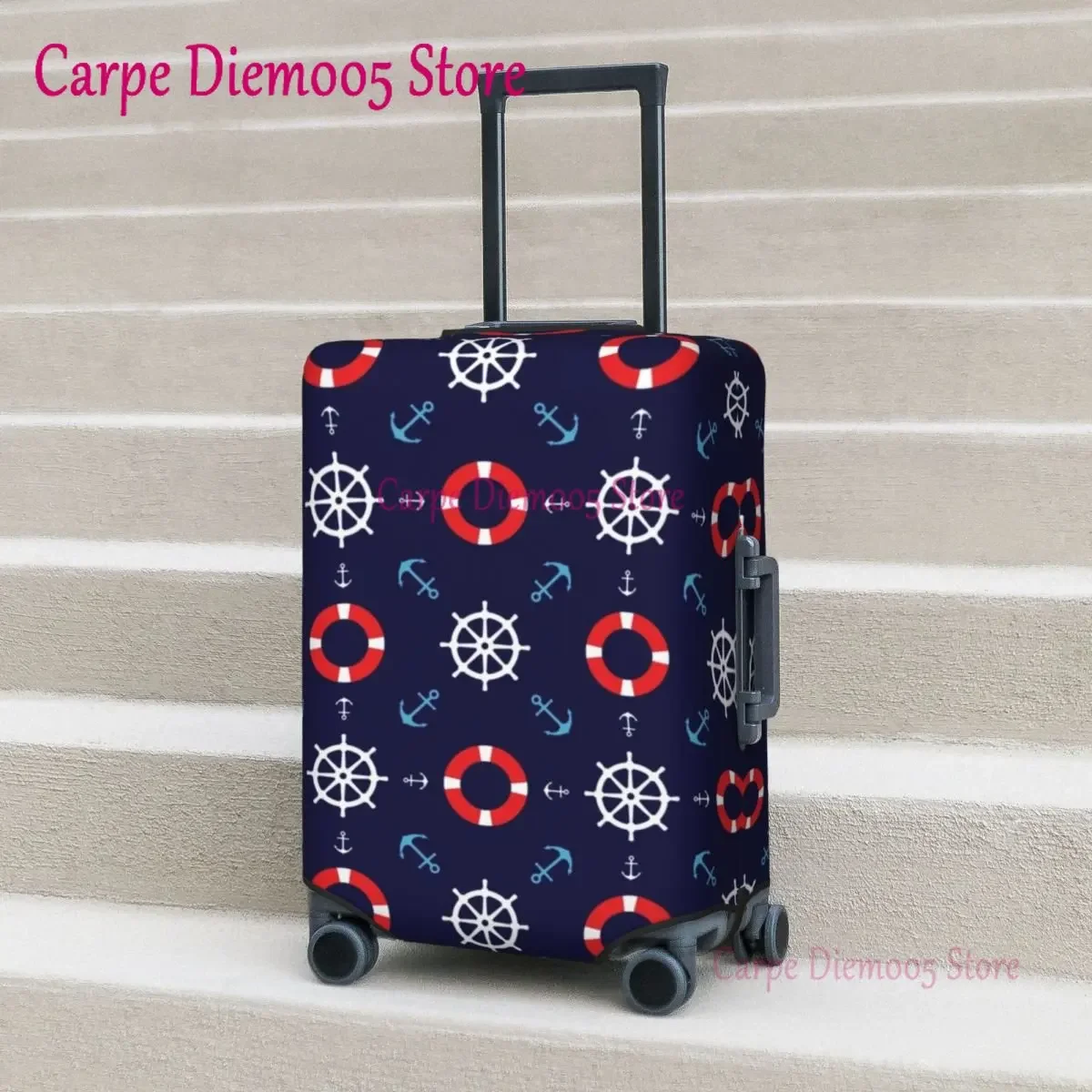 

Nautical Sailors Pattern Suitcase Cover Anchor Print Business Vacation Strectch Luggage Accesories Protector