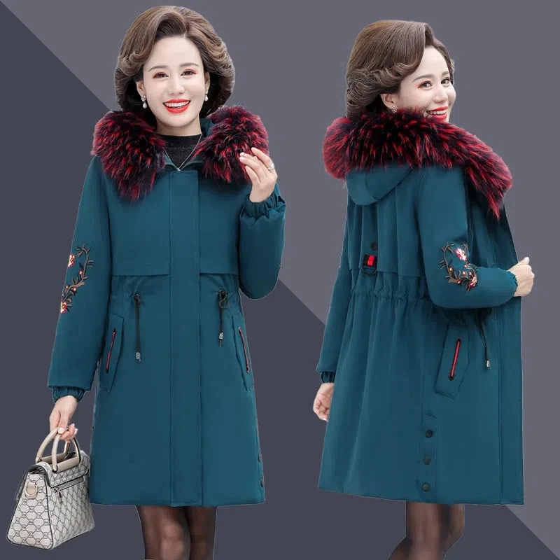 Down Cotton Jacket Women Hooded 2022 Winter New Middle-aged Mother Padded Coat Female Large Size Long Fur Collar Printing Parkas
Down Cotton Jacket Women Hooded 2022 Winter New Middle-aged Mother Padded Coat Female Large Size Long Fur Collar Printing Parkas