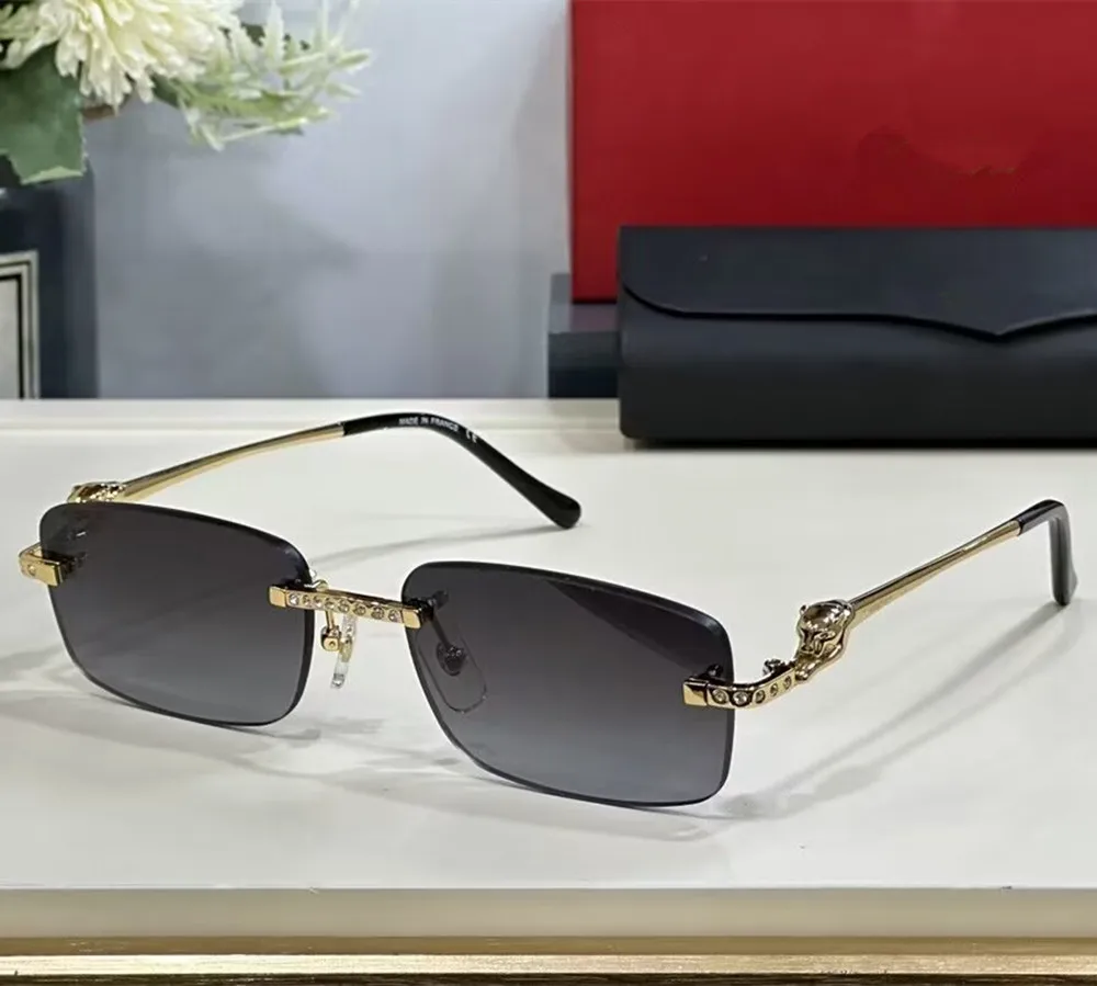 

2023 Men's Women's Small Sizes T0066 Classic Frameless Square With Three-dimensional Leopard Rectangular Prescription Glasses