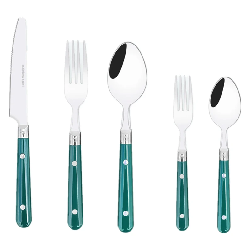 New Fashion 18/0 Steel Cutlery Set 5 PCS ABS Metarial Flatware Set For 1 Stainless Steel Tableware Dinnerware Dishwasher Safe
New Fashion 18/0 Steel Cutlery Set 5 PCS ABS Metarial Flatware Set For 1 Stainless Steel Tableware Dinnerware Dishwasher Safe