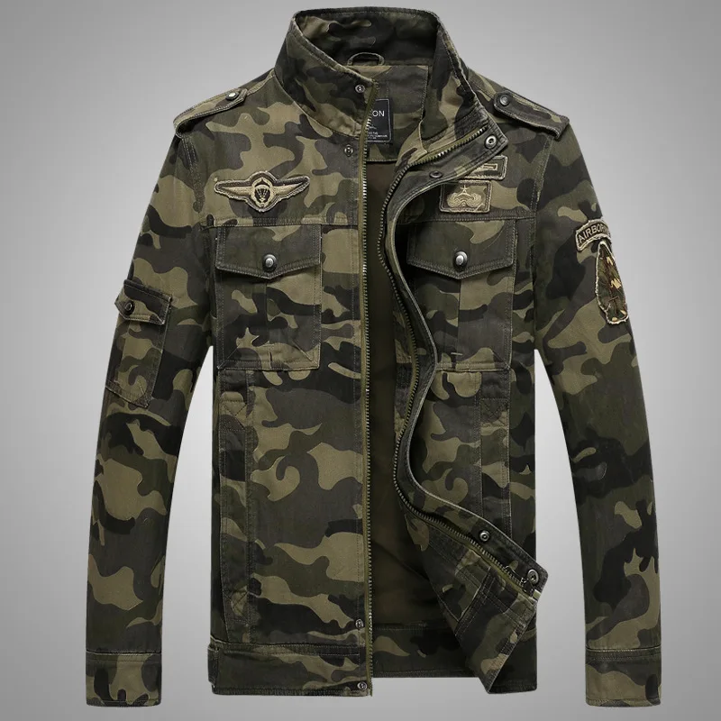 

Amazon Spring and Autumn Camouflage Military Uniform Pilot Men's Jacket Tooling Coat Foreign Trade Air Force One Cotton Casual