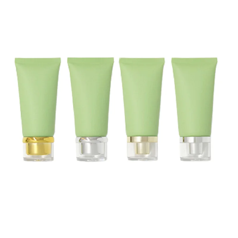 

Refillable Bottle PET Green Frosted Packaging Cosmetic 50ml Container Acrylic Gold Silver Screw Lid Squeeze Bottles 30Pcs