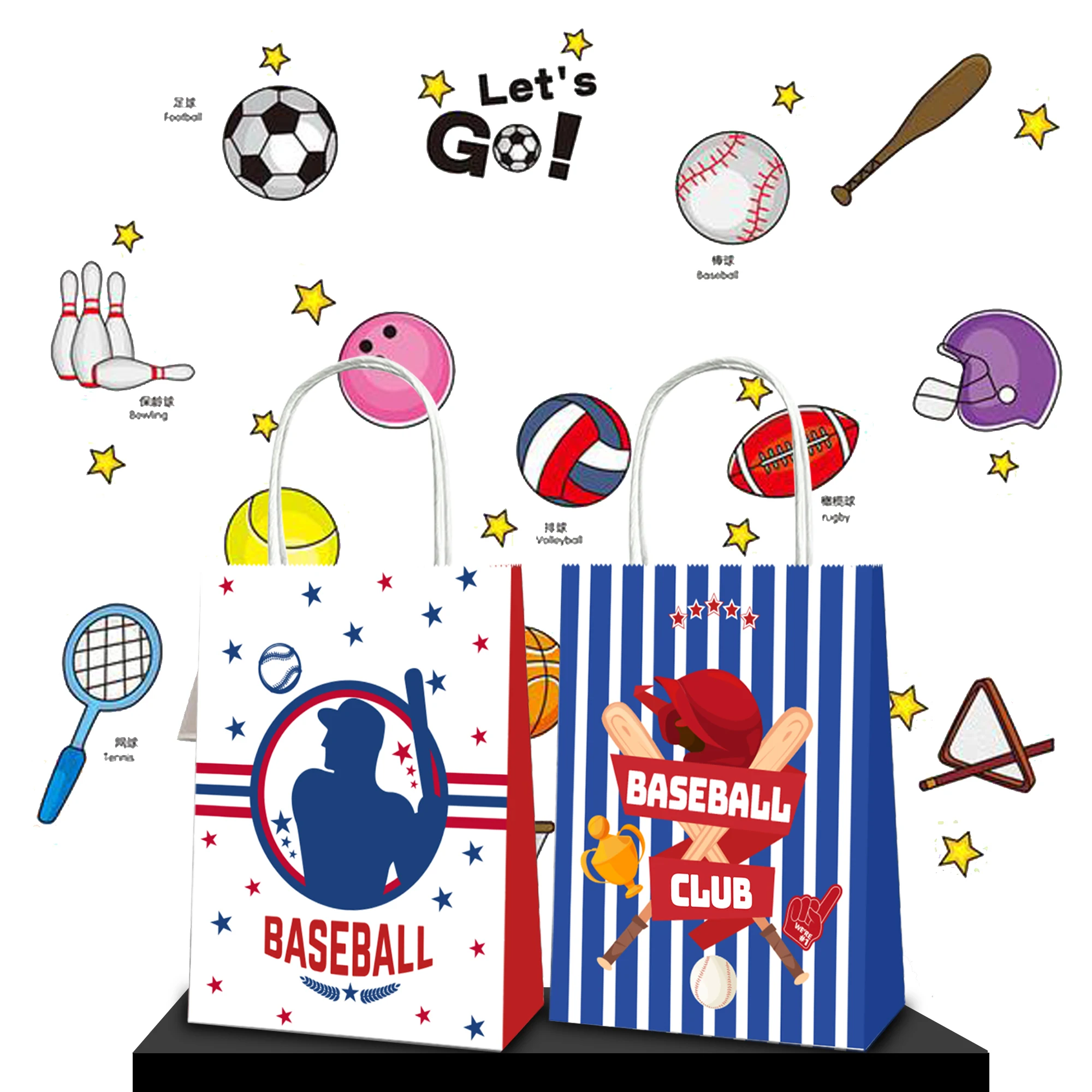 BD040 12Pcs Sports Baseball Balls Game Happy Birthday Party Portable Packing Paper Tote Gift Bags Baby Shower Party Decorations
BD040 12Pcs Sports Baseball Balls Game Happy Birthday Party Portable Packing Paper Tote Gift Bags Baby Shower Party Decorations