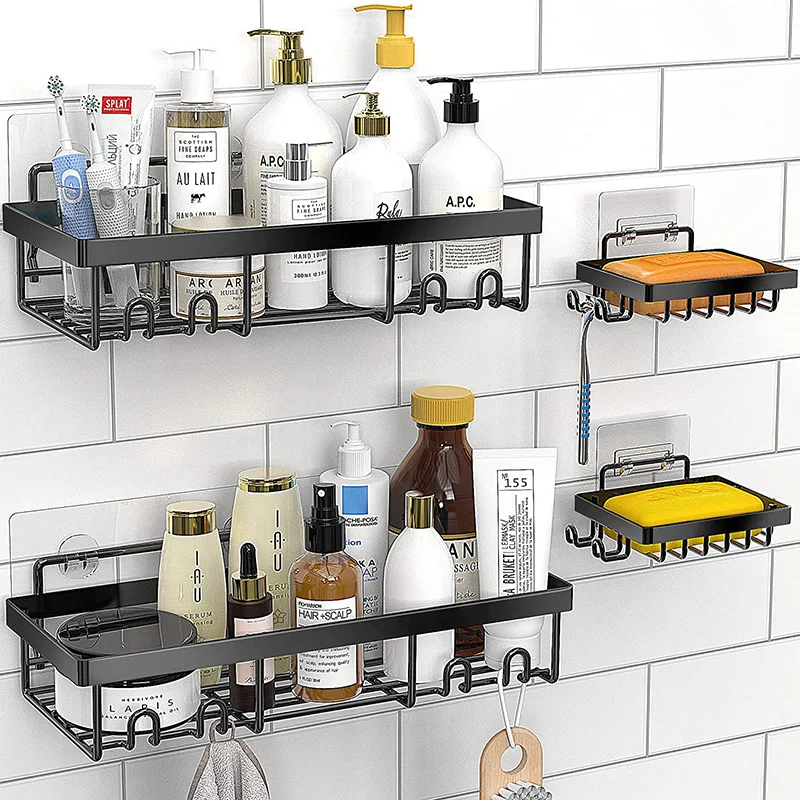 Shower Caddy Shelves Set with 4 Hooks Wall Mounted Draining Soap Razor Saver for Bathroom Tile, Iron Rectangle Bar Soapdish, Adh
Shower Caddy Shelves Set with 4 Hooks Wall Mounted Draining Soap Razor Saver for Bathroom Tile, Iron Rectangle Bar Soapdish, Adh