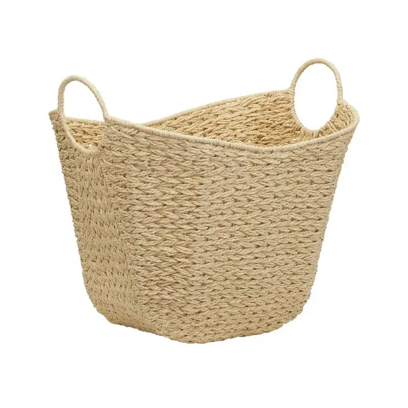

Tall Scoop Basket made of Cream Paper Rope for Spacious Storage Solutions