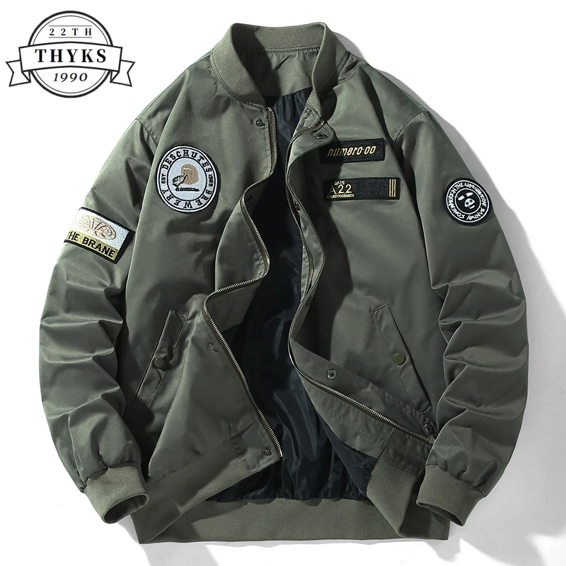 

Casual Bomber Jacket Men Plus Size Loose Wear Resistant Windproof Baseball Outerwear Fashion Badge Pilot Coat Spring Autumn 10XL