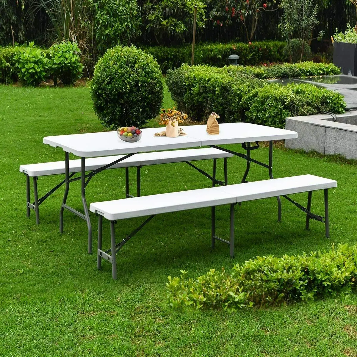 6 FT Plastic Folding Bench with Carrying Handle, Portable Outdoor Bench for Picnic Camping Dining Party
6 FT Plastic Folding Bench with Carrying Handle, Portable Outdoor Bench for Picnic Camping Dining Party