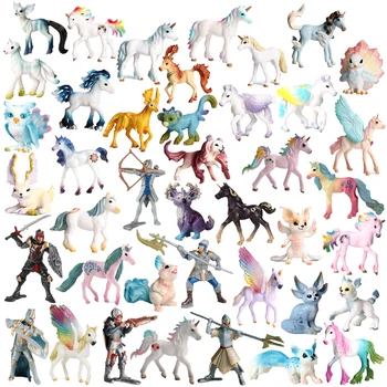 Figuras de Ação Sanrio Hello Kitty: O Presente Perfeito para Jovens e Colecionadores 7 Mythical Animals Fairy Tale Elves Model Action Figures Simulation Elf Colorful Pegasus Knight Figurine Children Collect Toy Gift