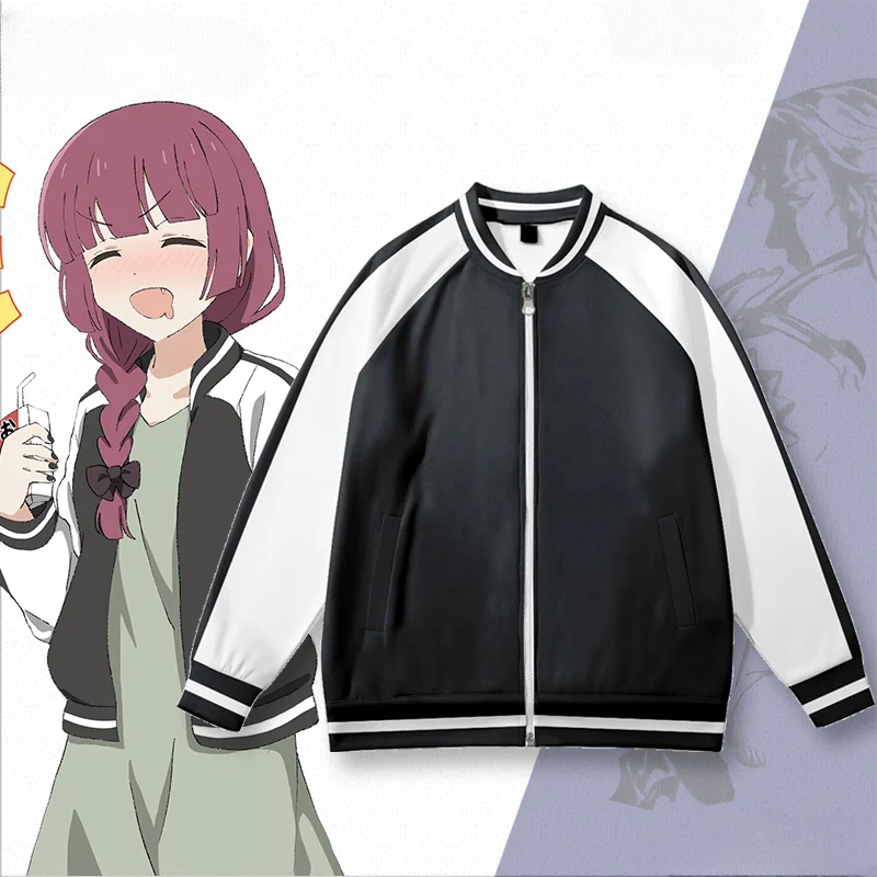 

Anime BOCCHI THE ROCK Kikuri Hiroi Cosplay Baseball Jacket Women Men Bomber Jacket Harajuku Stand Collar Zipper Baseball Uniform