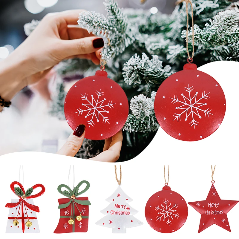 

Christmas Iron Hanging Ornament Star Bell Snowflake Xmas Tree Pendant for New Year Party Merry Christmas Home Decor Noel Navidad