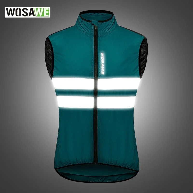 

WOSAWE 4 Colors Reflective Men Cycling Vest Windproof Breathable MTB Road Bike Bicycle Running Reflector Vest Cycle Clothing