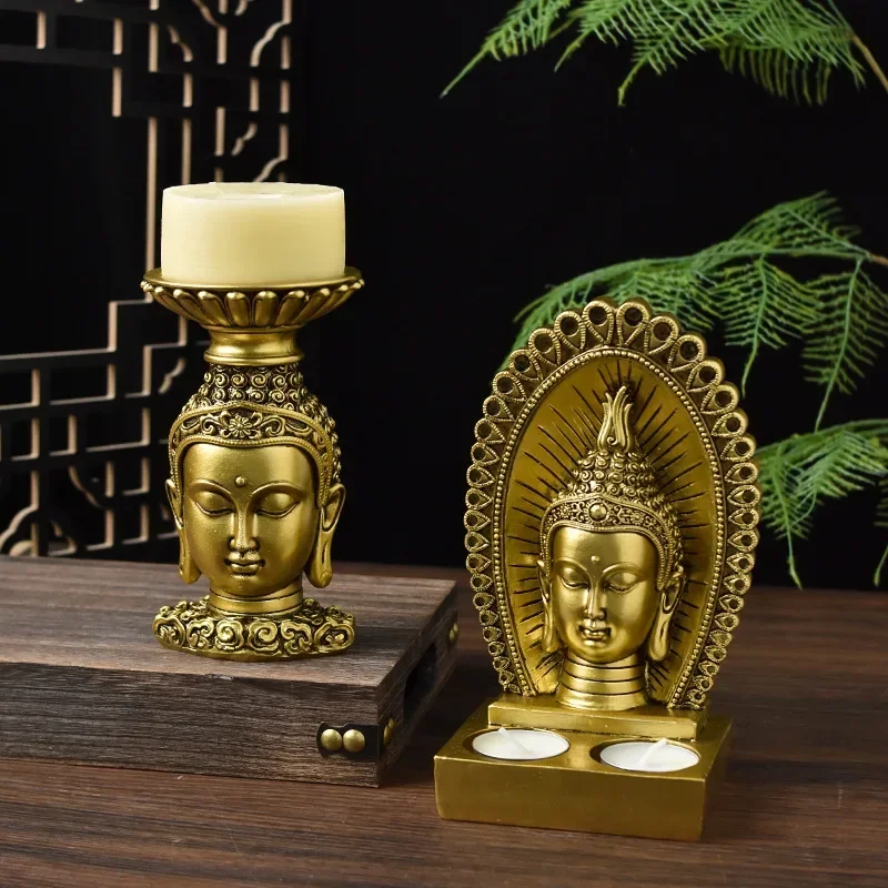 

Креативный античный подсвечник в форме головы Будды из Юго-Восточной Азии, статуи Будды для домашнего декора, украшения для дома