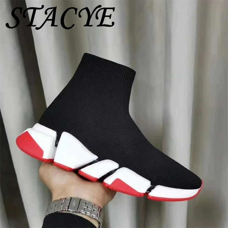 

Luxury Brands Socks Shoes Couple Booties High Quality Stretch-Knit Soft Fabric Same for Men and Women Stretch Boots 35-47 best