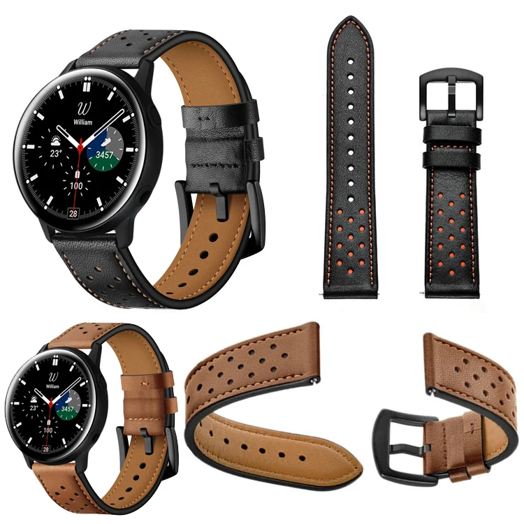 

Leather Band for Samsung Galaxy Watch4 Classic 46mm 42mm Bands/Galaxy Watch 4 44mm 40mm Strap/Galaxy Watch3 45mm 41mm