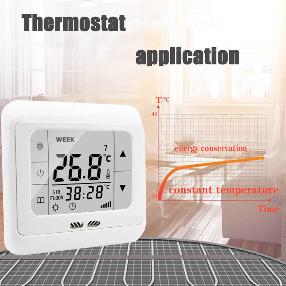 Temperature Controller 250V AC For Floor Heating Digital Thermostat Touch Screen Floor Heating Room Controller Floor Sensor NTC
Temperature Controller 250V AC For Floor Heating Digital Thermostat Touch Screen Floor Heating Room Controller Floor Sensor NTC