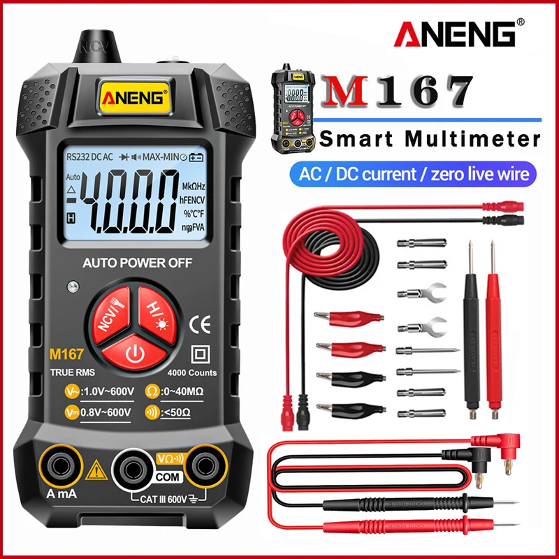ANENG M167 Digital Mini Multimeter Profesional 4000 Counts AC/DC Electrical Instruments Tester Auto Range Meter Multimetro Tool
ANENG M167 Digital Mini Multimeter Profesional 4000 Counts AC/DC Electrical Instruments Tester Auto Range Meter Multimetro Tool