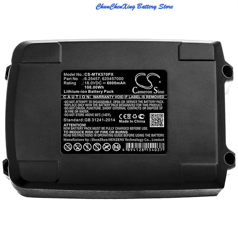 Cameron Sino 3000mAh/6000mAh Battery for Starmix L18V TOP,ISC L 36-18V,For Collomix Xo 10 NC,PRO HT,For Eibenstock EPG 400 A
Cameron Sino 3000mAh/6000mAh Battery for Starmix L18V TOP,ISC L 36-18V,For Collomix Xo 10 NC,PRO HT,For Eibenstock EPG 400 A