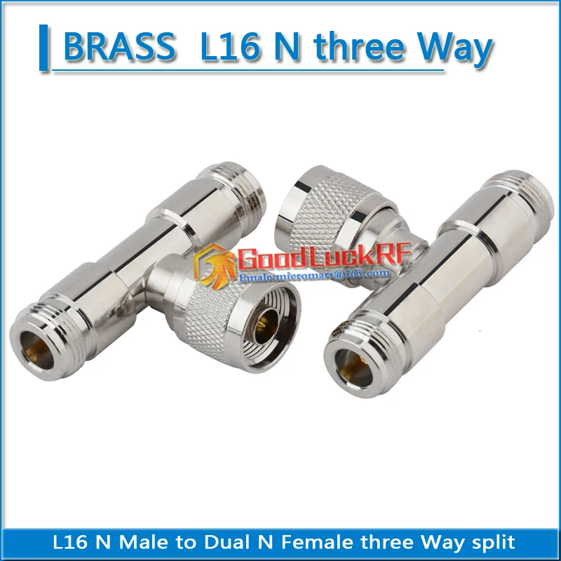 N 3 Way Coax Splitter Adapter Socket T-Type N Male Jack To 2 Dual N Female lengthen Plug Nickel Plated Brass RF Coaxial Adapters
N 3 Way Coax Splitter Adapter Socket T-Type N Male Jack To 2 Dual N Female lengthen Plug Nickel Plated Brass RF Coaxial Adapters