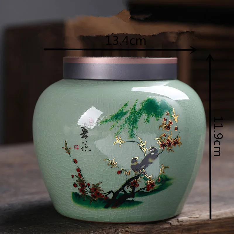 

Керамический контейнер для хранения чая в китайском стиле, домашний контейнер большой емкости, влагостойкий герметичный контейнер для хранения специй, лекарственных трав