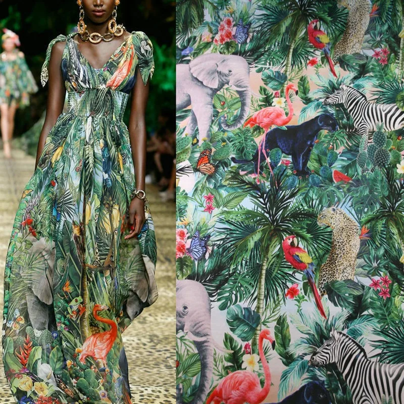 Летняя прозрачная шифоновая ткань с зеленым цветочным принтом джунглей для платья «сделай сам»
Летняя прозрачная шифоновая ткань с зеленым цветочным принтом джунглей для платья «сделай сам»