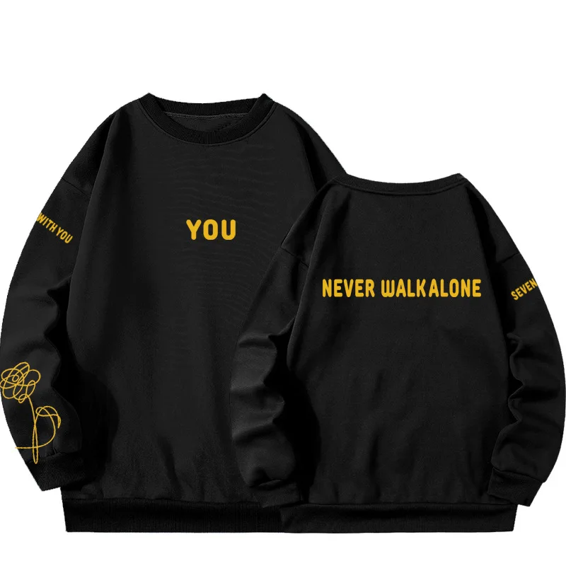

Kpop You LOVE YOUSELF Knot O-neck Sweater Y2K Plush Clothes Printed Coat Cotton Y2K Boy Oversize Pullover never WALKALONE Hooded