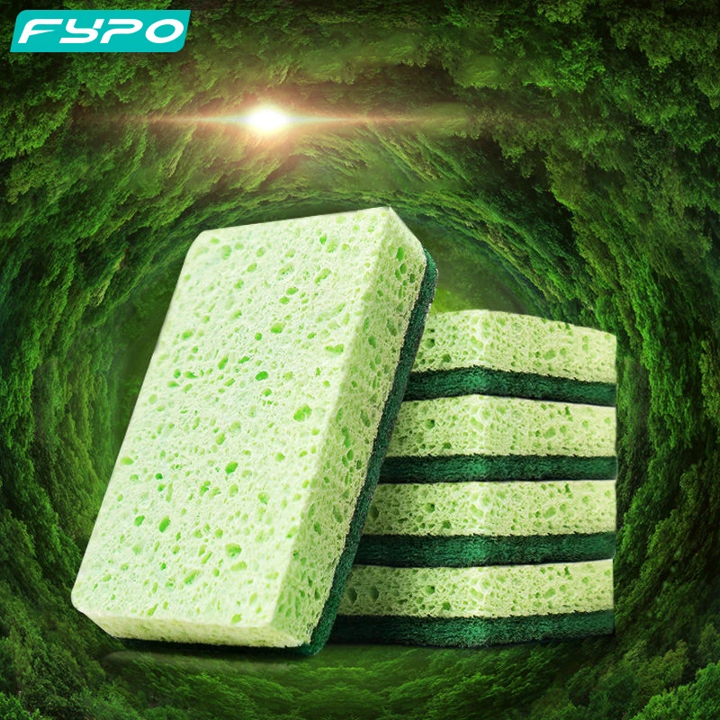 

3/5/10 Pcs Wood Pulp Cotton Sponge Double-Sided Scouring Pad Kitchen Dishwashing Sponge Absorbing Water Non-stick Oil Dish Towel