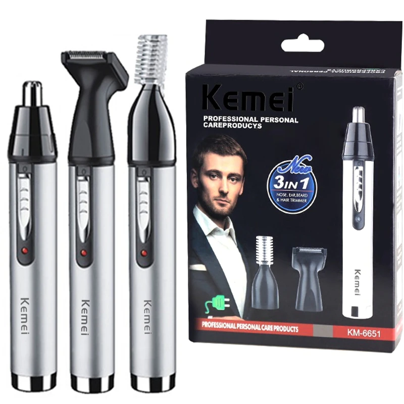 

Kemei Rechargeable Nose Hair Trimmer Beard Grooming For Men Facial Eyebrow Trimer Hair Removal For Nose Ear Neck