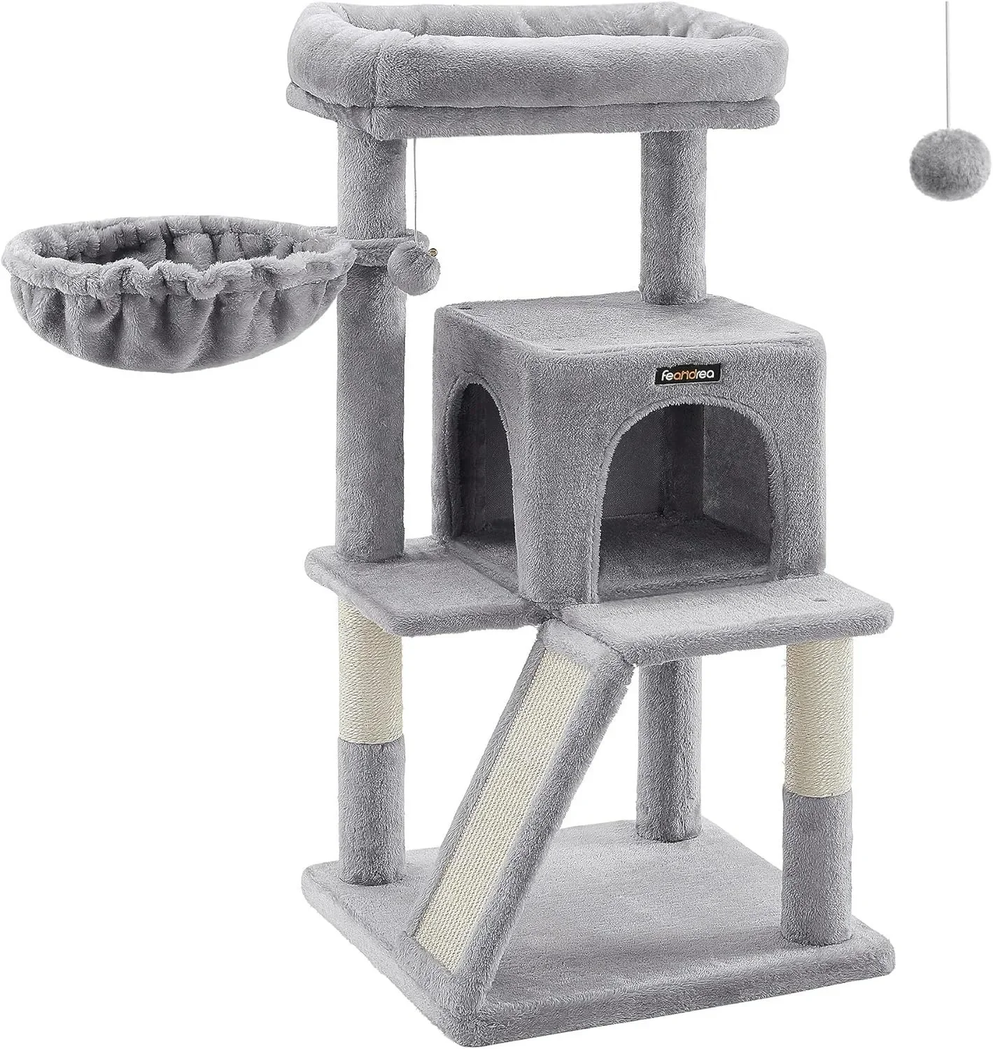 Cat tree, small cat tower with widened bass for indoor large cats, 37.8-inch cat apartment with scraping columns and ramps
Cat tree, small cat tower with widened bass for indoor large cats, 37.8-inch cat apartment with scraping columns and ramps