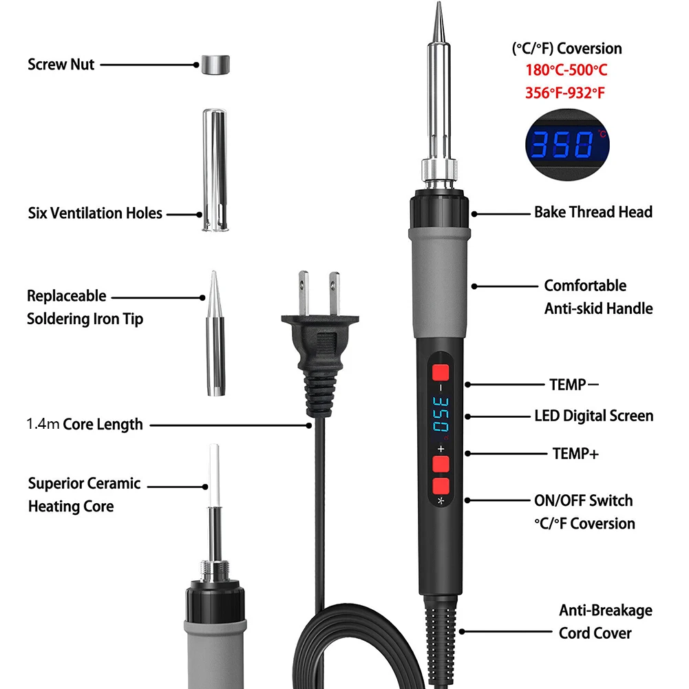 For Wide Application Soldering Iron Electric Pen Electric Soldering Adjustable Temperature LED Digital Display
For Wide Application Soldering Iron Electric Pen Electric Soldering Adjustable Temperature LED Digital Display