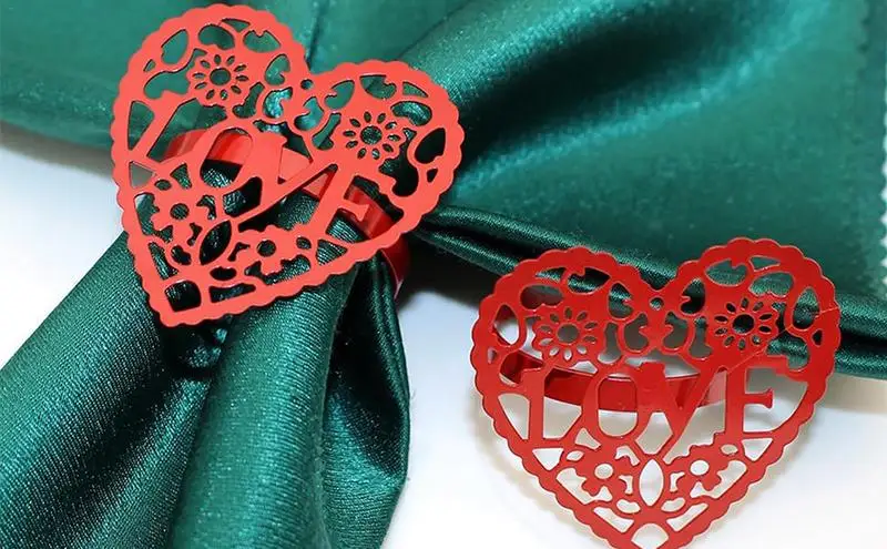 Кольца для салфеток на День святого Валентина, свадебное украшение стола, красная вырезанная металлическая пряжка, Держатель салфеток, праздничный Декор
Кольца для салфеток на День святого Валентина, свадебное украшение стола, красная вырезанная металлическая пряжка, Держатель салфеток, праздничный Декор