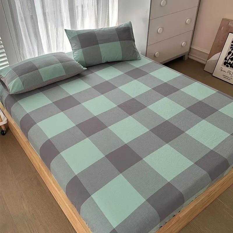 

Pure cotton bedsheet single piece protective cover dust cover with raised student cotton plaid 164