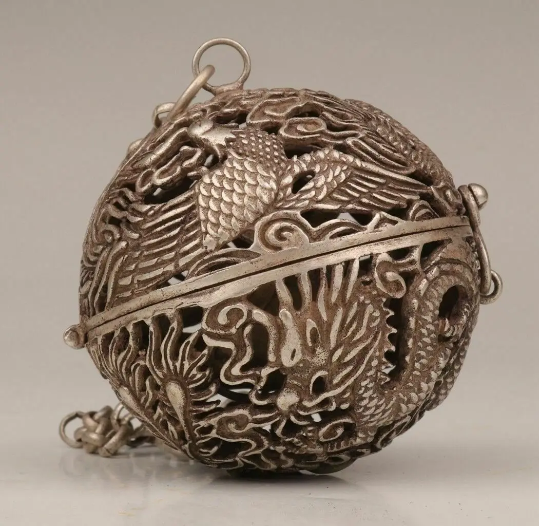 Exquisite Old TIBET SILVER PENDANT INCENSE BURNER BALL DRAGON PHOENIX SACRED
Exquisite Old TIBET SILVER PENDANT INCENSE BURNER BALL DRAGON PHOENIX SACRED