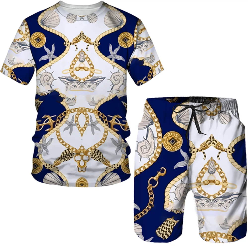Summer 3D Printed T-shirt Shorts 2-Piece Casual Luxury Retro Gold Pattern Men's Sports Suit Fashionable 2023 Street Men's Wear
Summer 3D Printed T-shirt Shorts 2-Piece Casual Luxury Retro Gold Pattern Men's Sports Suit Fashionable 2023 Street Men's Wear
