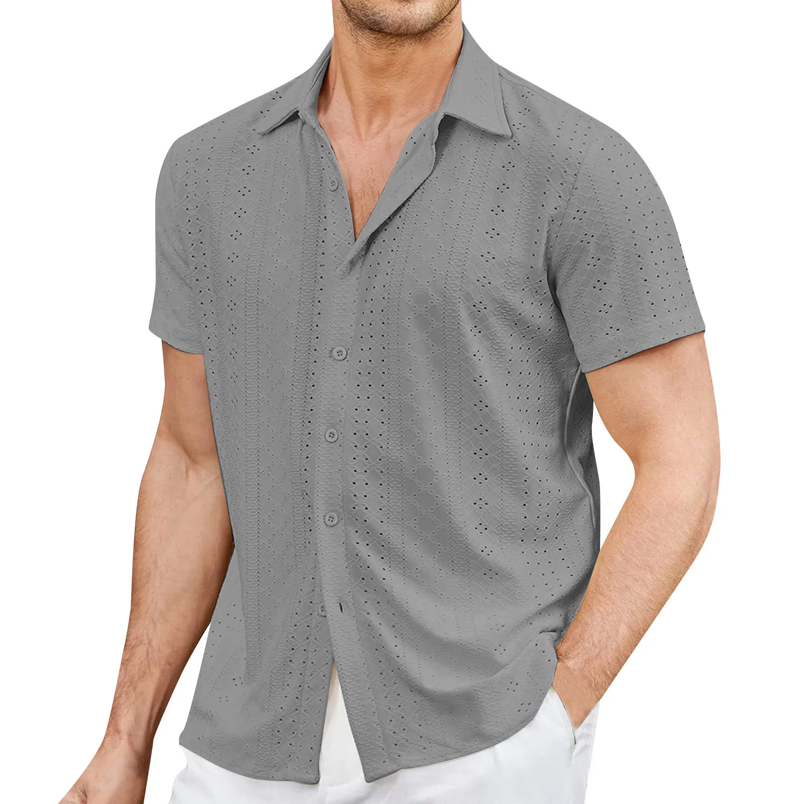 

Мужская Повседневная рубашка с коротким рукавом, уличная одежда, Однотонная рубашка из хлопка и льна с лацканами и пуговицами, винтажная женская блуза