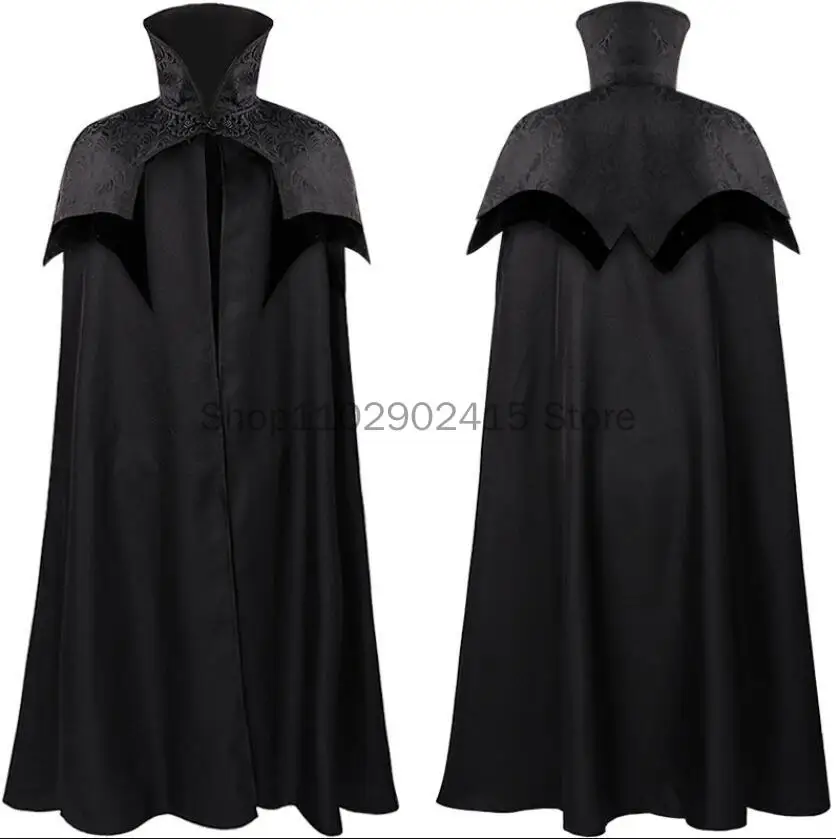 

Halloween Cosplay Medieval Men's Steampunk Noble Gothic Long Cloak Big Hem Vampire Cape Darcula Poncho Carnival Dress Up Party