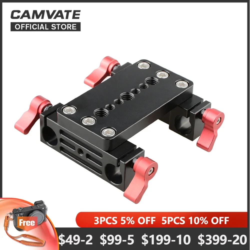 

CAMVATE Camera Tripod Quick Release Mount Plate With 15mm Rod Railblock Clamp For DSLR Camera Shoulder Rig Rod Support System