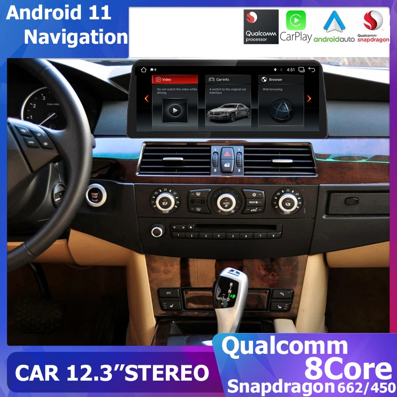 Автомобильный GPS-навигатор 12,3 дюймов, Android 11, стерео для BMW 5 серии E60 E61 E62, мультимедийный автомобильный радиоприемник, навигация Qualcomm662 CIC CCC Carplay DSP BT
Автомобильный GPS-навигатор 12,3 дюймов, Android 11, стерео для BMW 5 серии E60 E61 E62, мультимедийный автомобильный радиоприемник, навигация Qualcomm662 CIC CCC Carplay DSP BT