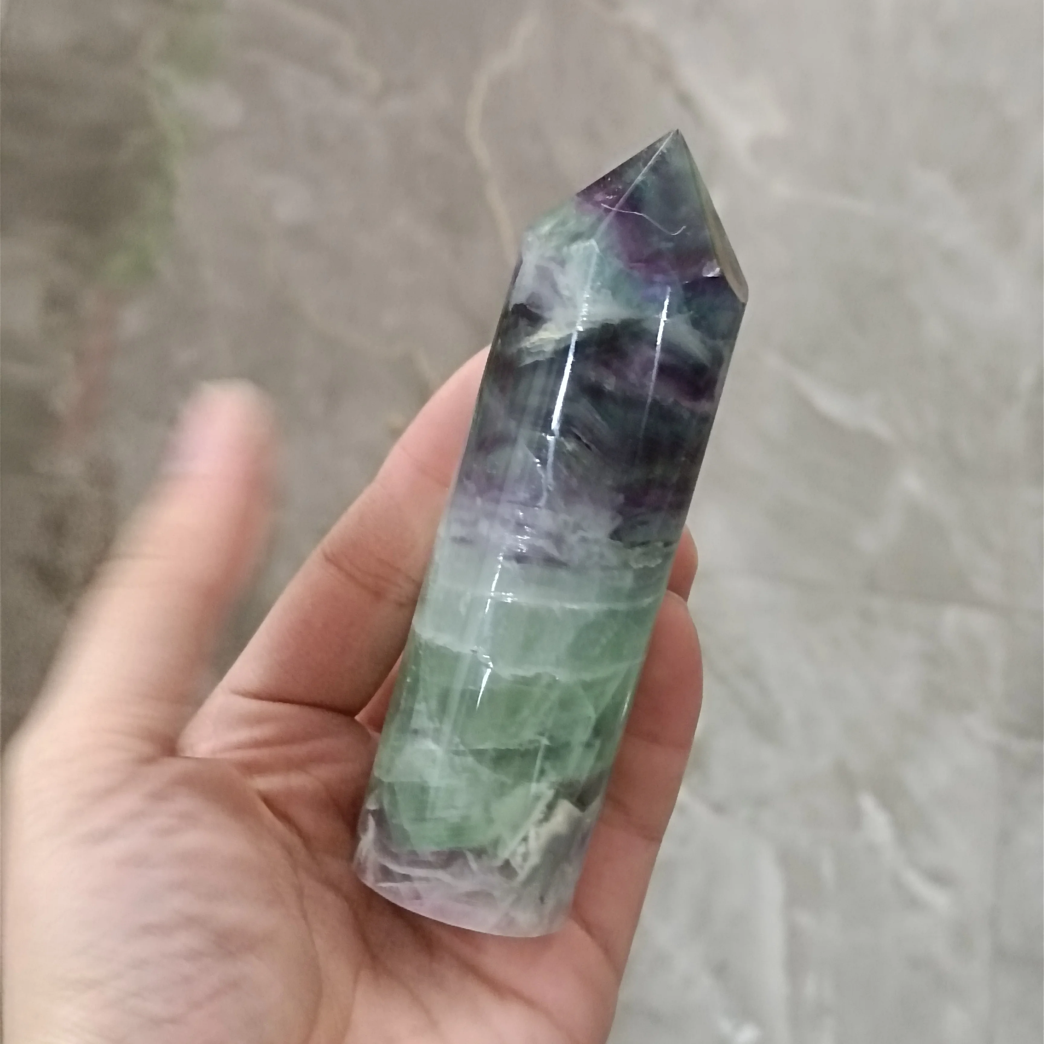 

1pc Natural Crystals Fluorite Column Healing Quartz Point Energy Ore Cylinder Decoration Witchcraft Ornaments Gift