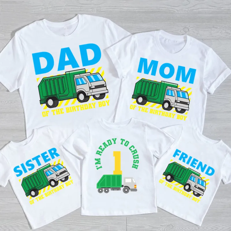 Family Matching Garbage Truck Birthday Number T Shirts Boy Party T-Shirt Kids Car Tops Clothes Print Child Short Sleeve Tee
Family Matching Garbage Truck Birthday Number T Shirts Boy Party T-Shirt Kids Car Tops Clothes Print Child Short Sleeve Tee