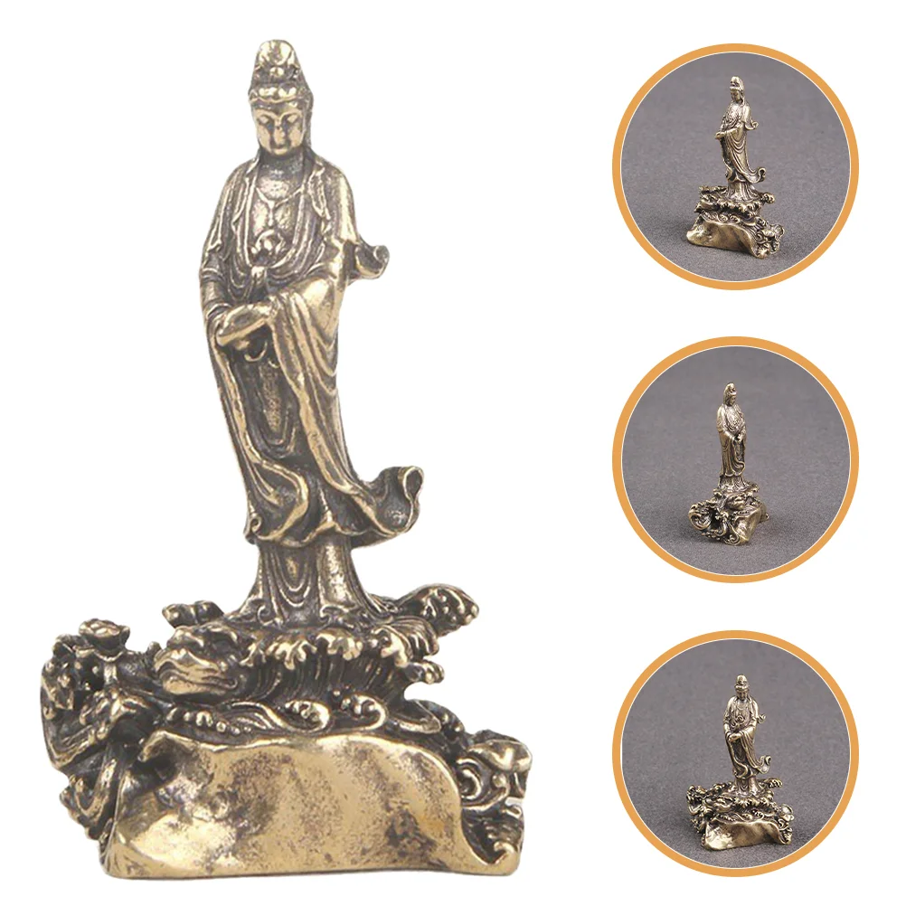 

Quan Yin Figurine Brass Buddha Statue Kuan Yin Buddhist Sculpture Kwan Yin Goddess Mercy Compassion Sculpture Fengshui Decor