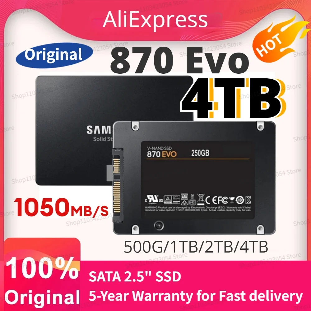 Original 870 EVO SSD 4TB 2TB 1TB 870QVO Internal Solid State Disk HDD Hard Drive 1TB 8TB SATA3 2.5inch for Laptop Computer PS5
Original 870 EVO SSD 4TB 2TB 1TB 870QVO Internal Solid State Disk HDD Hard Drive 1TB 8TB SATA3 2.5inch for Laptop Computer PS5