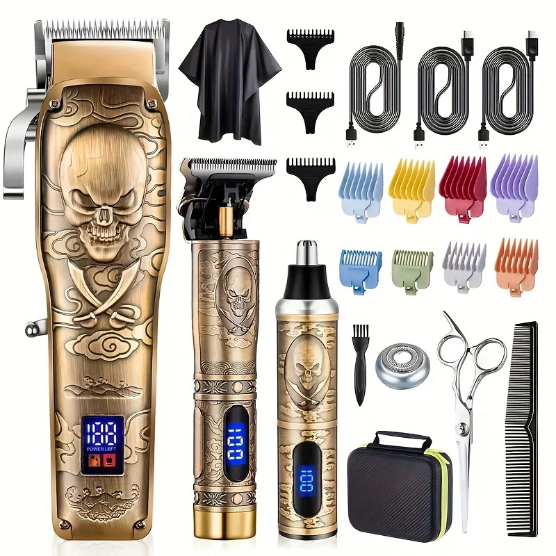 

Hair Clipper for Men Zero Gapped Nose Hair Trimmer Set Professional Barber Clippers for Haircut Cordless Beard Trimmer, Recharge