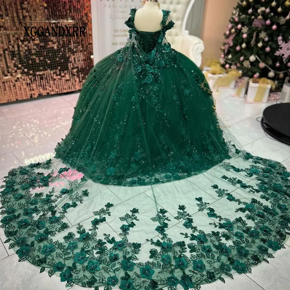 

Великолепное бальное платье с бисером, платья для Quinceanera с блестками и открытыми плечами, платья для выпускного вечера с аппликацией, Тюлевое платье со шлейфом, Милые 15 масков