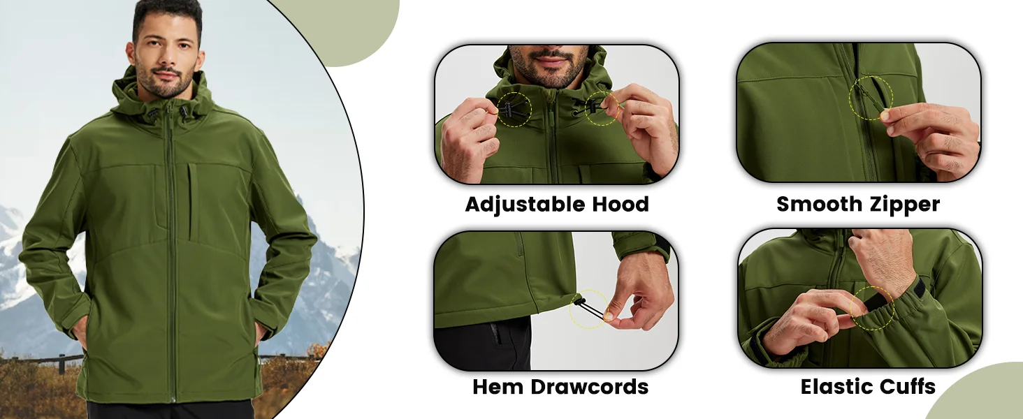 سترة TACVASEN للرجال من الصوف الناعم مع غطاء محرك السيارة معطف مقاوم للماء سترة واقية شتوية خفيفة الوزن سترات مطر للعمل والمشي لمسافات طويلة في الهواء الطلق سترة TACVASEN للرجال من الصوف الناعم مع غطاء محرك السيارة معطف مقاوم للماء سترة واقية شتوية خفيفة الوزن سترات مطر للعمل والمشي لمسافات طويلة في الهواء الطلق