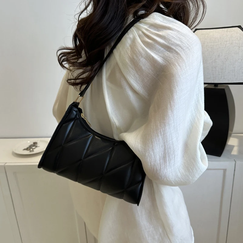 

Trendy Shoulder Bag Women's Black Fashion Pu Handbags Crossbody Bags Underarm Retro Small Handle Bags Shopper Clutch Purse