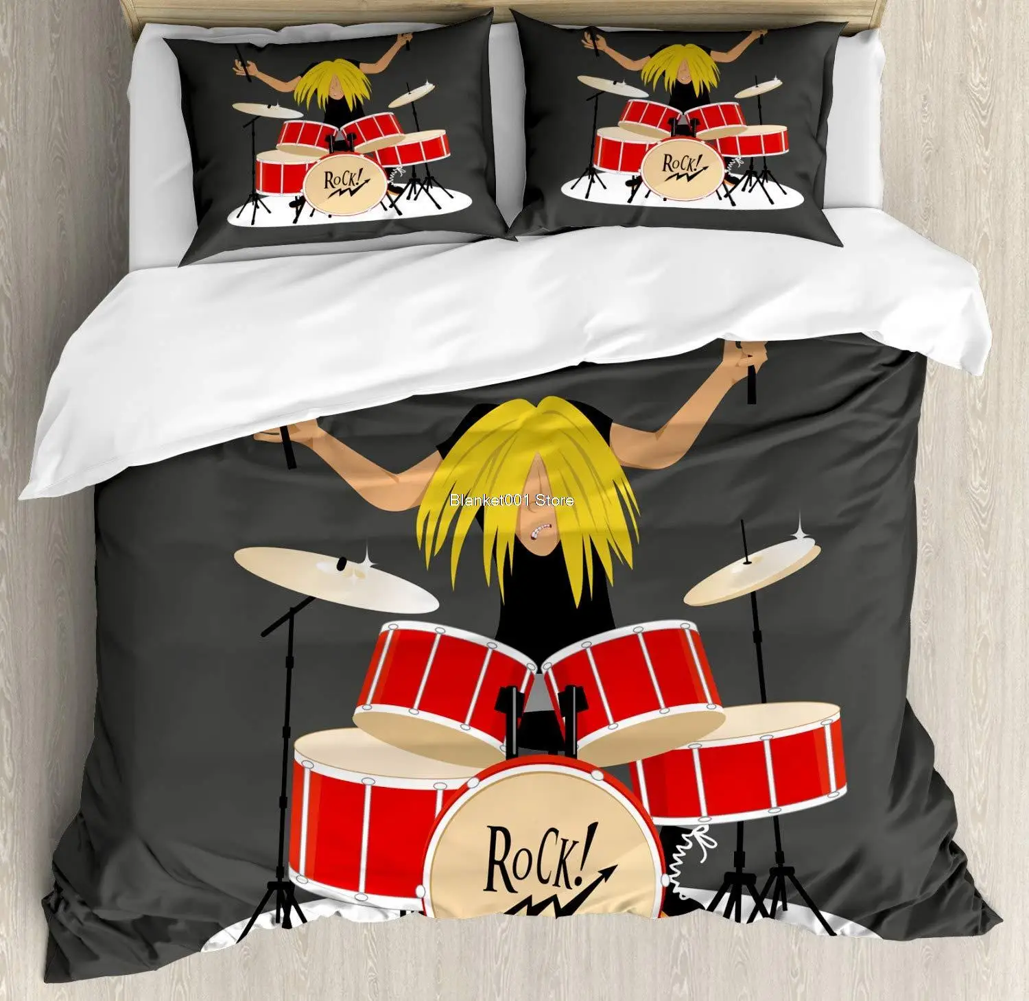 Drums Duvet Cover Set Cool Calligraphic Layout of a Young Boy Rock and Roll Performance Decorative 3 Piece Bedding Set
Drums Duvet Cover Set Cool Calligraphic Layout of a Young Boy Rock and Roll Performance Decorative 3 Piece Bedding Set