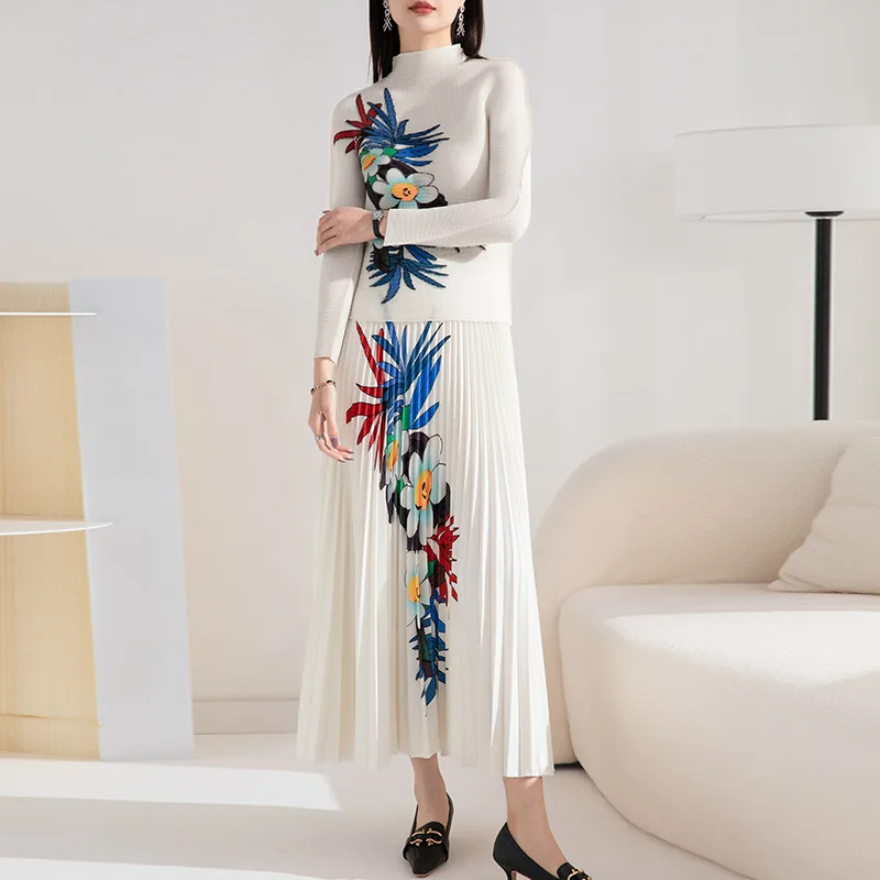 Miyake Pleated Casual Suit Female 2023 High-End Temperament Corn Pleated Fashion Printed Long-Sleeved Top Skirt Two-Piece Set
Miyake Pleated Casual Suit Female 2023 High-End Temperament Corn Pleated Fashion Printed Long-Sleeved Top Skirt Two-Piece Set