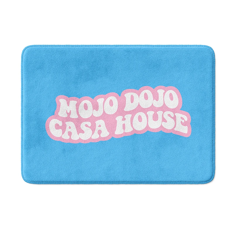 

Aertemisi Blue Pink Mojo Dojo Casa House Bath Mat with Non Slip Base Absorbent Super Cozy Flannel Floor Rug Carpet