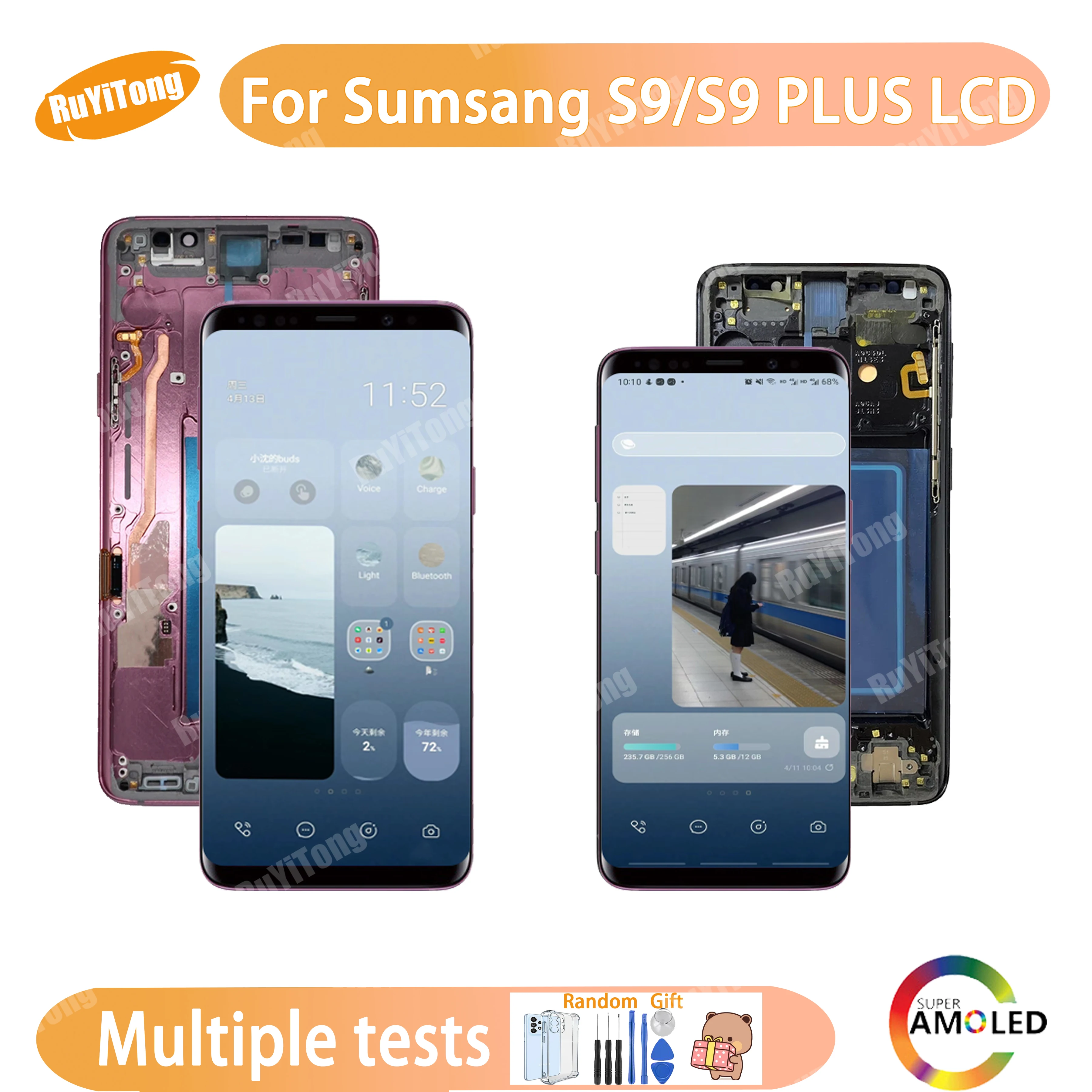 

Multiple Tested SUPER AMOLED Replacement For Samsung S9 LCD G960 S9 Plus G965 LCD Display Touch Screen Digitizer With Frame