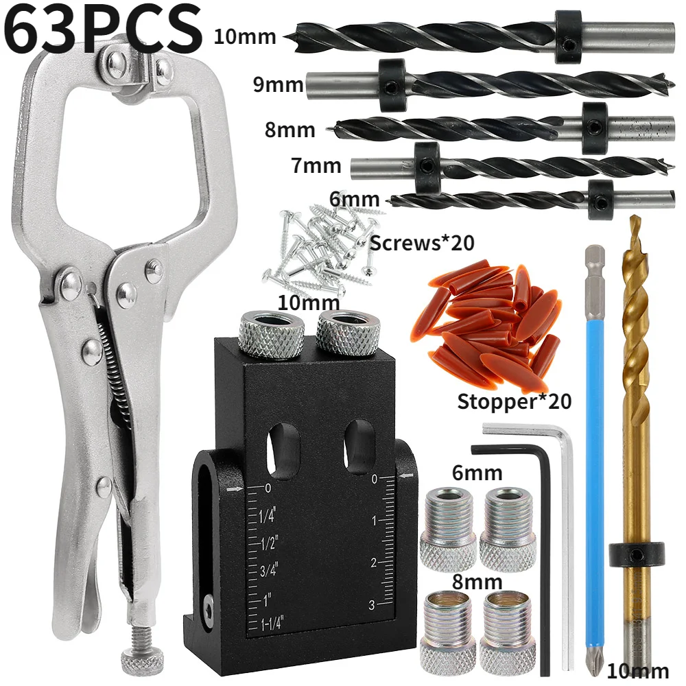 Pocket Hole Jig Kit 15-Degree Angle Drill Guide Woodworking Drill Angle Guide Hole Puncher Locator Jig Oblique Hole Holder Kit
Pocket Hole Jig Kit 15-Degree Angle Drill Guide Woodworking Drill Angle Guide Hole Puncher Locator Jig Oblique Hole Holder Kit